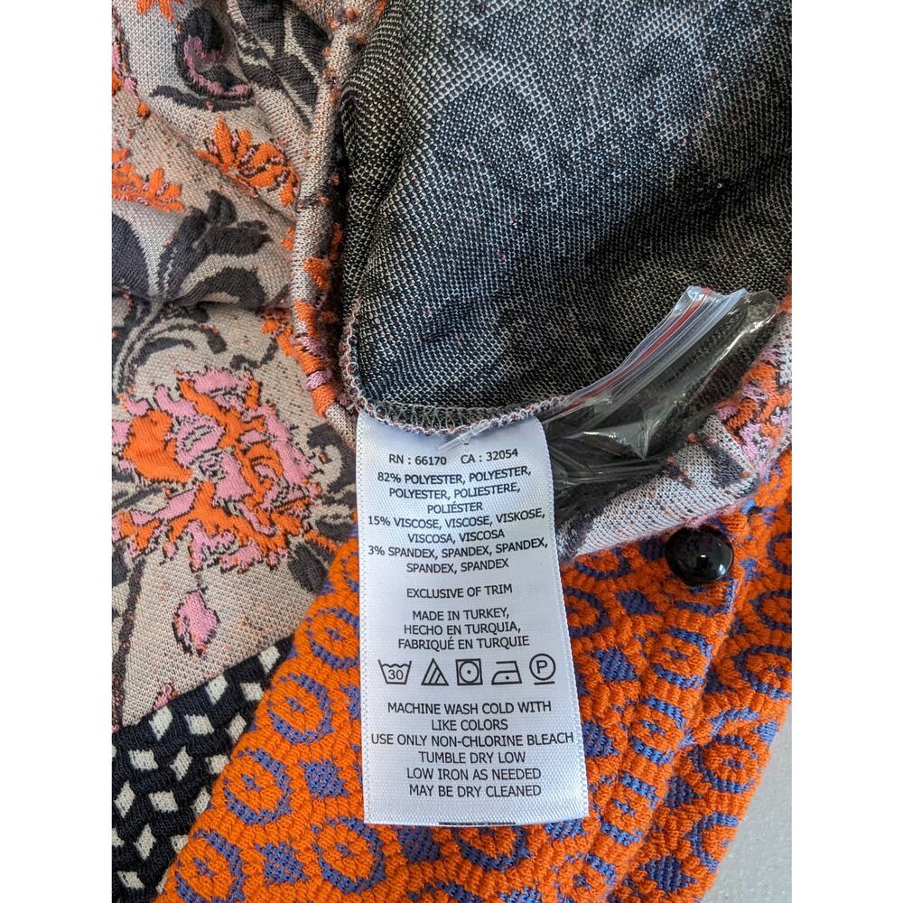 Meadow Rue by Anthropologie Large Poppy Jacquard Tank Orange Black Sleeveless - Picture 16 of 16